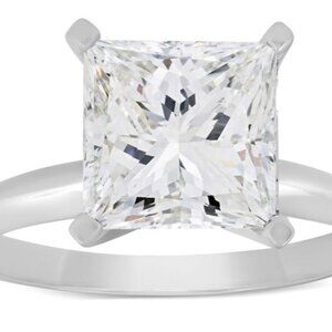 *New* 2 Carat Platinum Princess Cut Diamond Ring – LG VS2 H – Minimalist